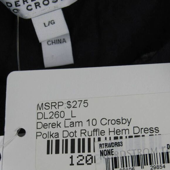 Derek Lam 10 Crosby Polka Dot Ruffle Hem Dress Black - Picture 6 of 6